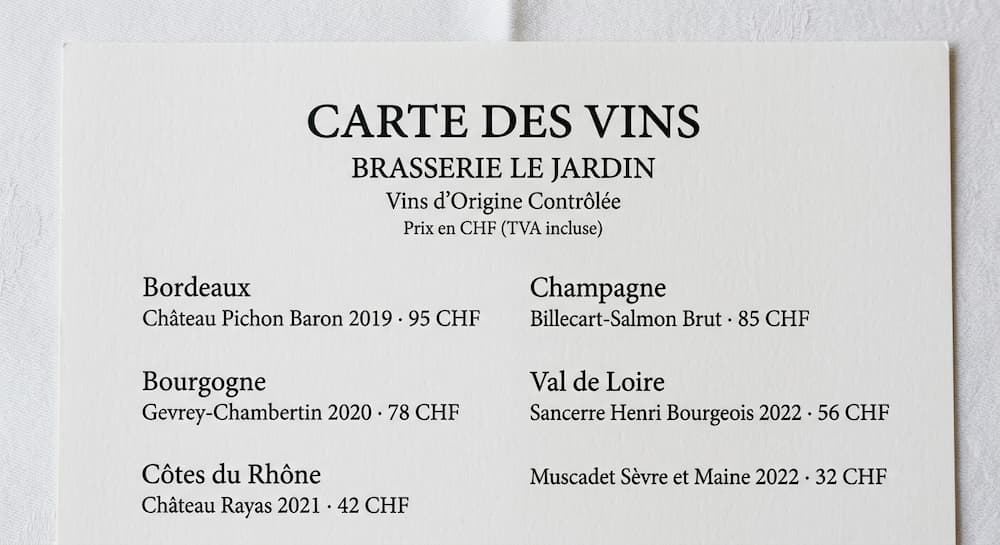 Carte des vins PDF